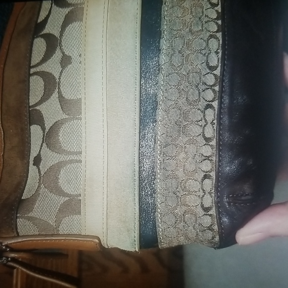 Coach Suede and Leather Striped Signature Shoulder Bag๐ - Picture 3 of 16